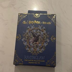 NIB Harry Potter Kitsch Satin Pillowcase with Blue and Gold Ravenclaw Design
